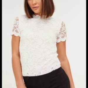 Mock Neck Lace Tee